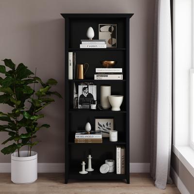 "WYNDENHALL Halifax 30"" Wide Solid Wood Transitional 5 Shelf Bookcase - 30""w x 14""d x 70"" h"