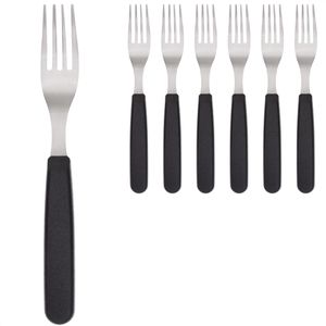 Gräwe Menügabel Color 906.12.06.C1.SD, 20 cm, Edelstahl 18/0, mit schwarzen Kunststoffgriffen, 6 Stück