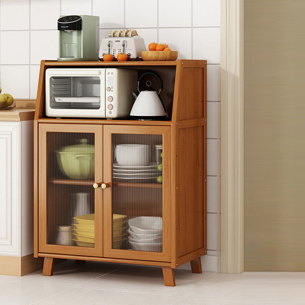 Yunliang e-commerce co., LIMITED Kitchen Pantry Sideboard bamboo Storage Cabinet Standing Storage Shelf 62cm W X 96cm H X 31cm D