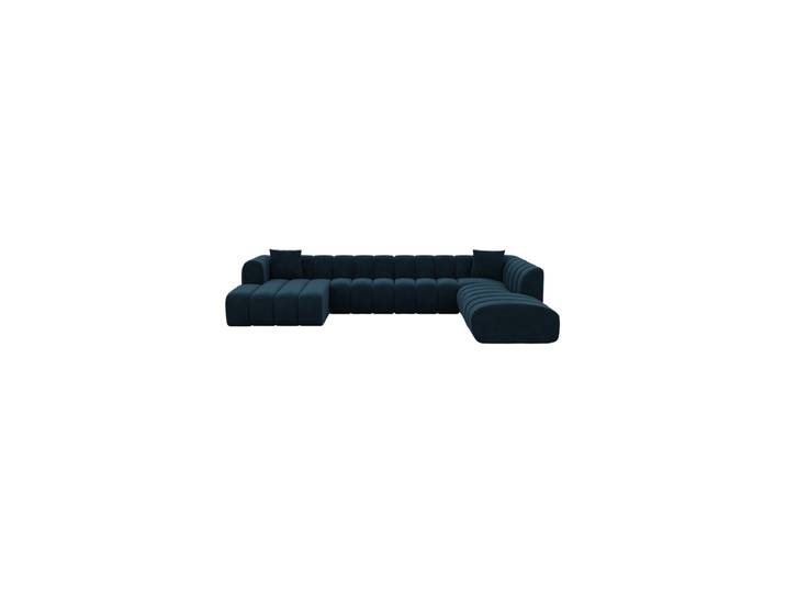 7-Sitzer Design Panorama-Sofa „Oliva Lounge“ mit Samtbezug Samtbezug Petrol dunkel BLOOMINGLOFT Collection