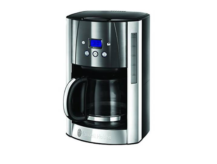 Russell Hobbs Cafetière [Technologie WhirlTech-extraction optimale] Luna grise (1000W\,Verseuse en verre 1\,5L\, 12 tasses\, Programmable\, Minuteur digital\, Auto-Nettoyante) Machine à café filtre 23241-56
