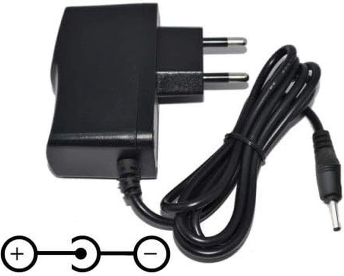 Zwarte externe voeding adapter voor weerstation met 110 cm kabel