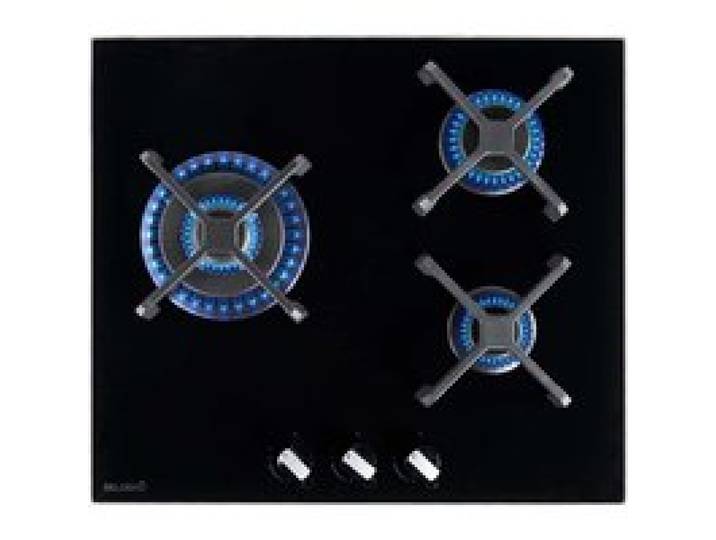 BELDEKO Plaque de cuisson Gaz 3 Feux 60 cm Verre Noir - Grilles Fonte - Marque Française