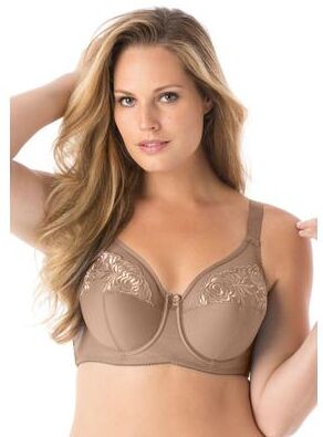 Plus Size Women's Elila® Embroidered Microfiber Underwire Bra 2401 by Elila in Mocha (Size 36 F)