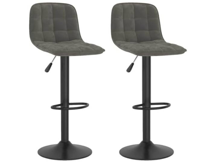 KTHLBRH Barstühle, 2 Stück, dunkelgrau, aus Samt, verstellbar Samt 100% Polyester, pulverbeschichteter Stahl, 360-Grad-Drehung, integrierte Fußstütze, Gas-Höhenverstellung