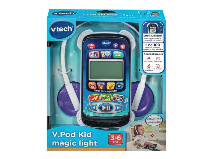 Baladeur musical interactif V.Pod Kid Magic Light pour enfants de 3 à 6 ans avec casque inclus
