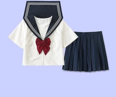 Fusion Finds School Uniform For Women, JK Sailor Suit With Red Tie, Long Sleeve Sailor Uniform, Sexy Cosplay Costume, Spring a22 short Sleeved xsold