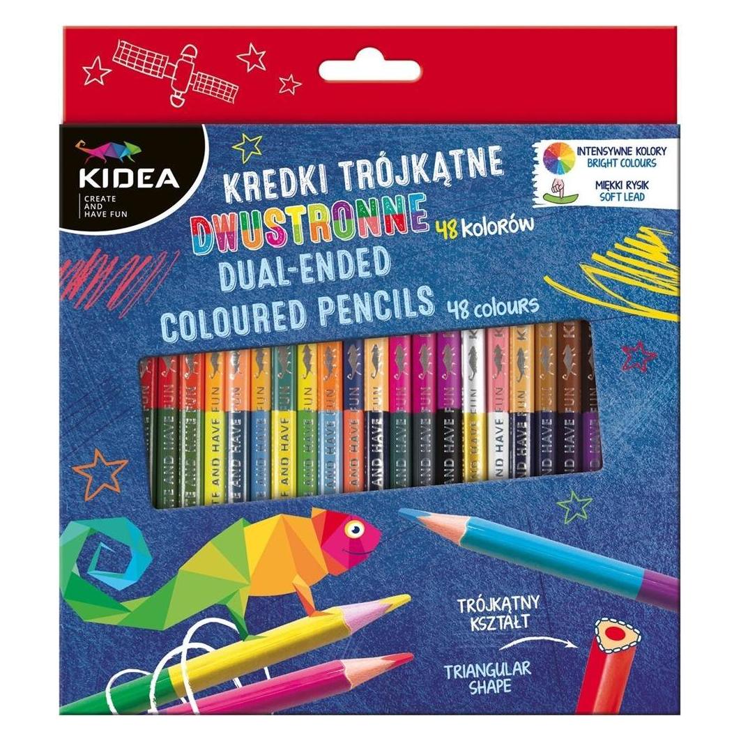 Derform Doppelseitige dreieckige Buntstifte, 48 Farben KIDEA (24x) (KTD48KKA)