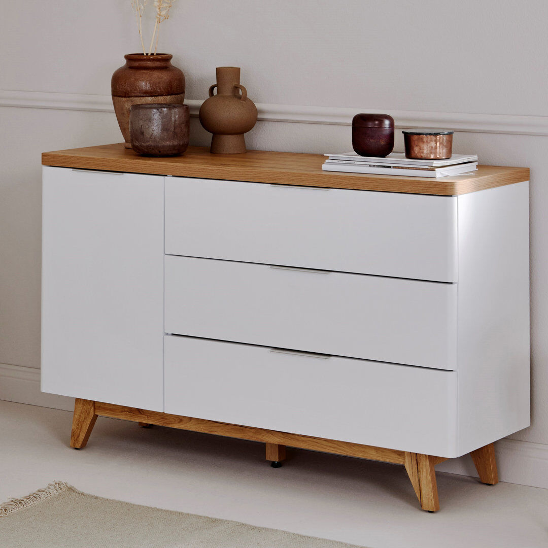George Oliver Arriaga 120 cm W Sideboard White;Brown 77.4cm H X 120cm W X 39cm D