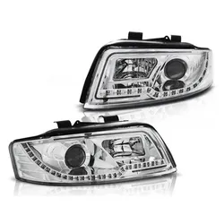 LED Tagfahrlicht Design Scheinwerfer passend für Audi A4 B6 00-04 chrom