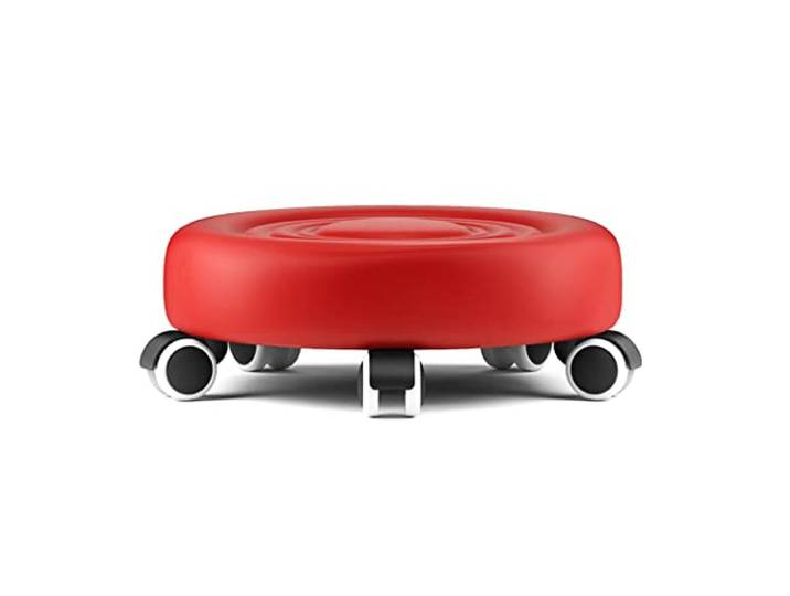 JFGCTYHXY Hocker mit Rollen, Fußhocker mit Rollensitz(Red)