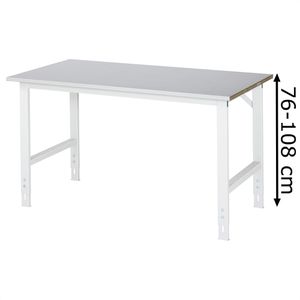 Rau Arbeitstisch Tom, höhenverstellbar, 150 x 76-108 x 80cm, Stahlblech, für Werkstatt