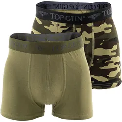 TOP GUN Herren Boxershorts - Unterwäsche, Stretch Cotton Briefs, 2er Pack Grün / S
