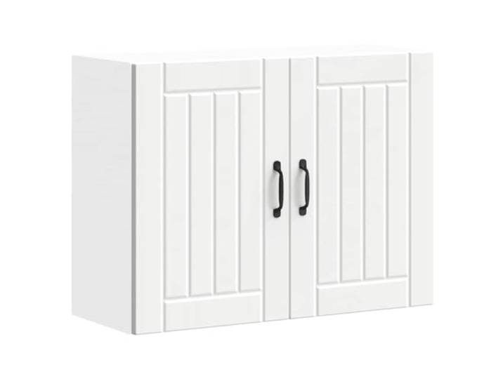 HKTMGDNG Küchen Hängeschrank Weiß mit Glastüren 80x31x60 cm Platzsparender Wandküchenschrank aus Holzwerkstoff mit Glastüren für gute Übersicht in der Küche und Speisekammer.