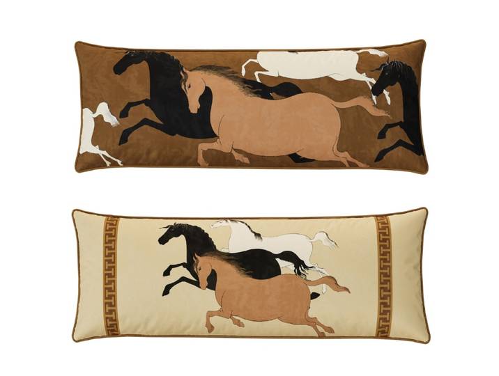 Oreillers longs cheval de course, 35x100CM, oreiller décoratif chinois rétro de luxe pour canapé, chaise, literie, décorations pour la maison
