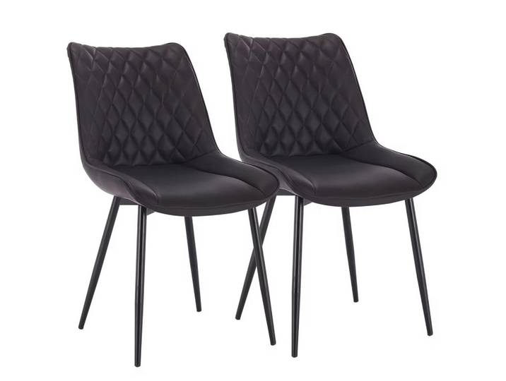 ComfortXL Polsterstuhl De-36200 2er Set mit Kunstlederbezug Anthrazit, Metall, 40.5x85.5x46 cm, Esszimmer, Stühle