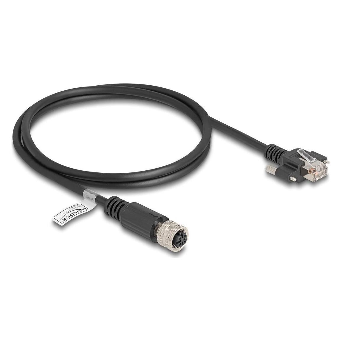 Delock M12 Kabel D-kodiert 4 Pin Buchse zu RJ45 Stecker mit (FTP, CAT5e, 1 m) (80443)