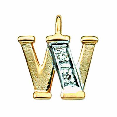 Buchstabenanhänger ADELIA´S "Buchstabenanhänger W 585 Gold ( 14K ) mit Diamant ( 0,02 ct )", gold (silber), Schmuckanhänger, Damen, 0,02 VVS = sehr sehr kleine Einschlüsse mit Diamant, Gold