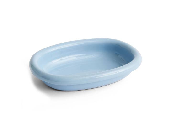 HAY Plat de service ovale Barro Light blue, small 20x27,5 cm