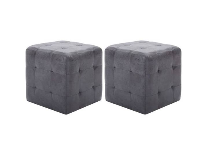 2 pcs Poufs Gris 30 x 30 x 30 cm Similicuir daim