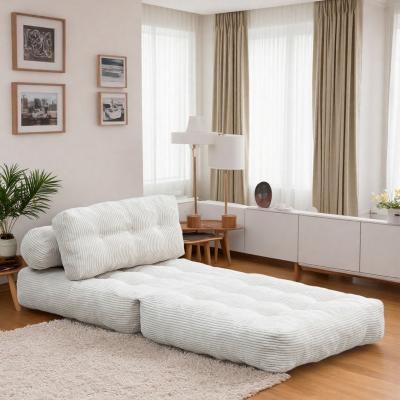 "34.7"" Corduroy Folding Sofa Chair Bed with Pillow and Back Support and Shredded Foam Filling"