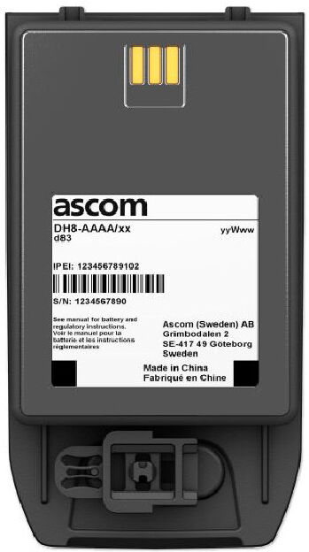 Batterie pour Ascom D83 Accessoire de rechange non ATEX pour les modèles Ascom de la gamme D83.