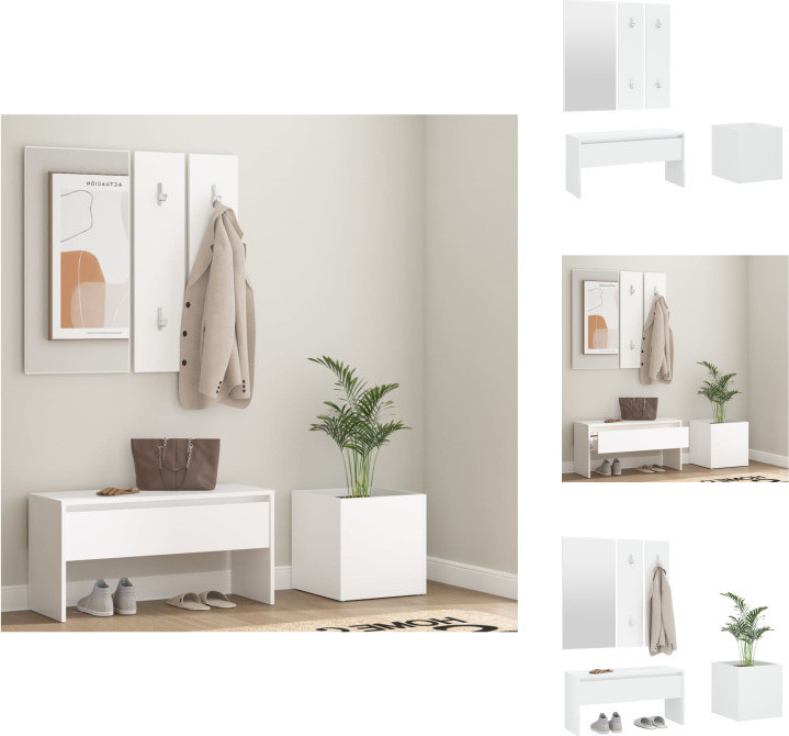 vidaXL Set woonkamer meubels en kledingkasten, wit, houtvezel