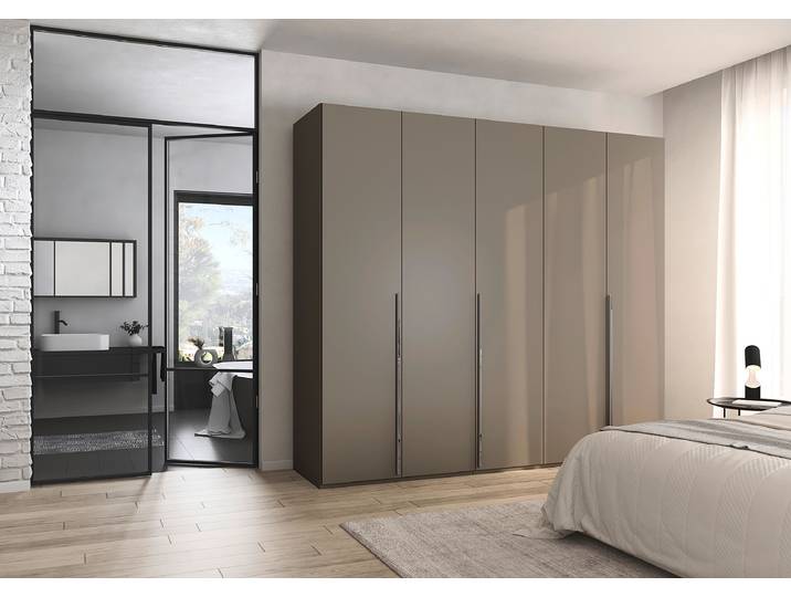 Drehtürenschrank Montclar - Griff Chrom 251cm Braun/Fango Premium