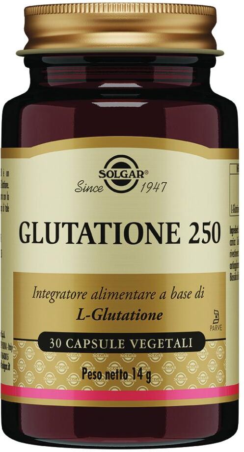 SOLGAR IT. MULTINUTRIENT SpA Solgar - Glutatione 250 30 Capsule Vegetali - Potente Antiossidante per il Benessere Generale