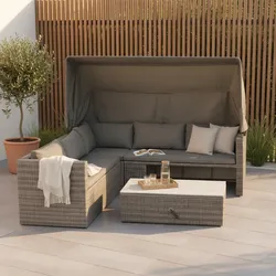 Loungegarnitur "SanMarco", 3-tlg. Holz/Metall/Textil