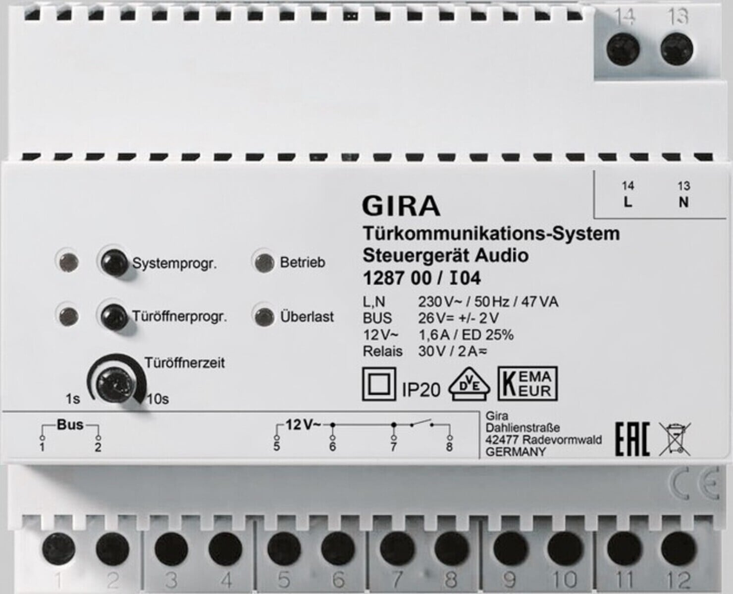 Gira Bedieningspaneel Audio REG 128700