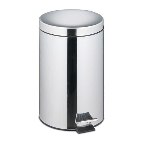Relaxdays Pedaalemmer Keuken, 20 liter, Zilver, Rvs met uitneembare binnenemmer