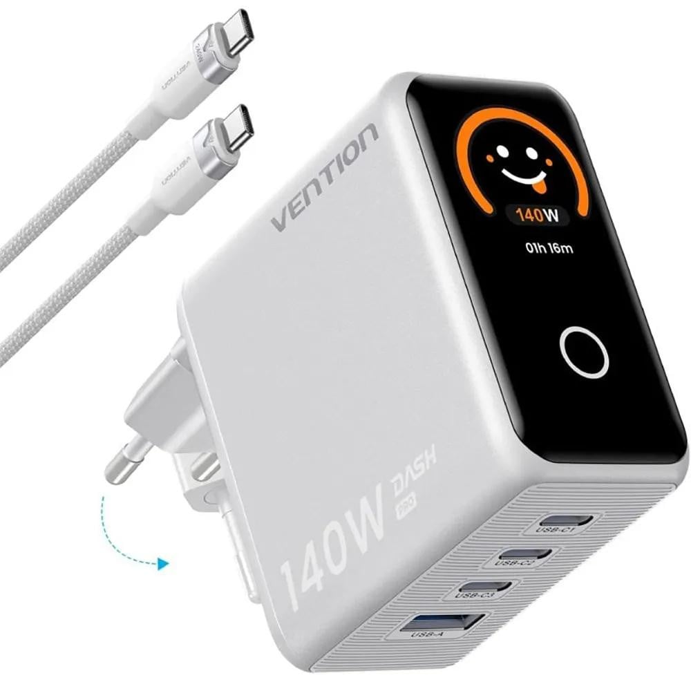 Vention Wandlader USB/USB-C, 140W, zilver