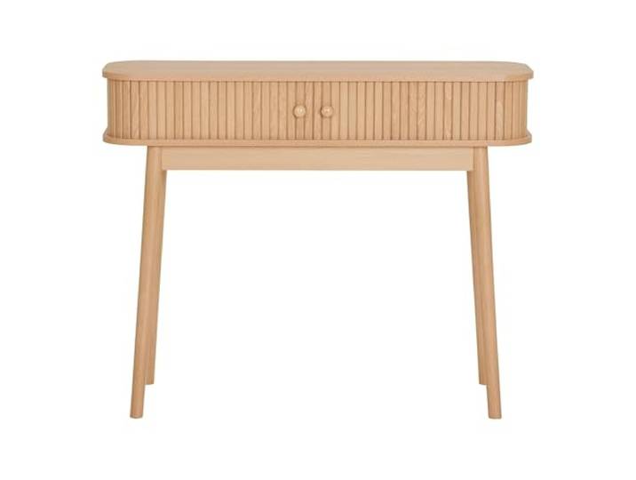 möbelando Konsolentisch >Nikko< mit 2 Lamellen-Jalousietüren, eichefarbig, 100x30x80,5 cm – MDF, Massivholz & Dekor – ideal für Flur, Schlafzimmer & Wohnzimmer, modernes platzsparendes Design