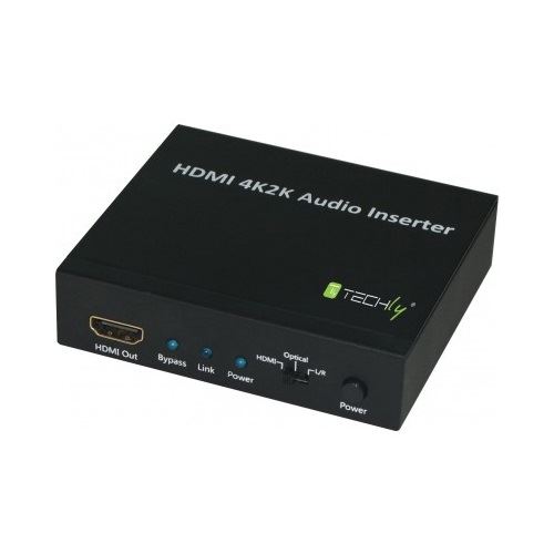 Techly HDMI/DVI Audio Inserter Konverter schwarz Ermoeglicht eine 4Kx2K Aufloesung und 3D-Signal