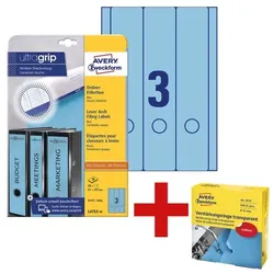 Avery Zweckform Selbstklebende Ordnerrücken-Etiketten inkl. Verstärkungsringe »3510 / 3508« gege blau, 8 cm