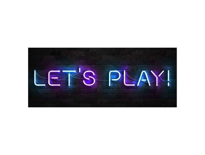Glasbild Neon Lets Play Floatglas Schwarz/Türkis/Violett 80 x 30 x 1cm