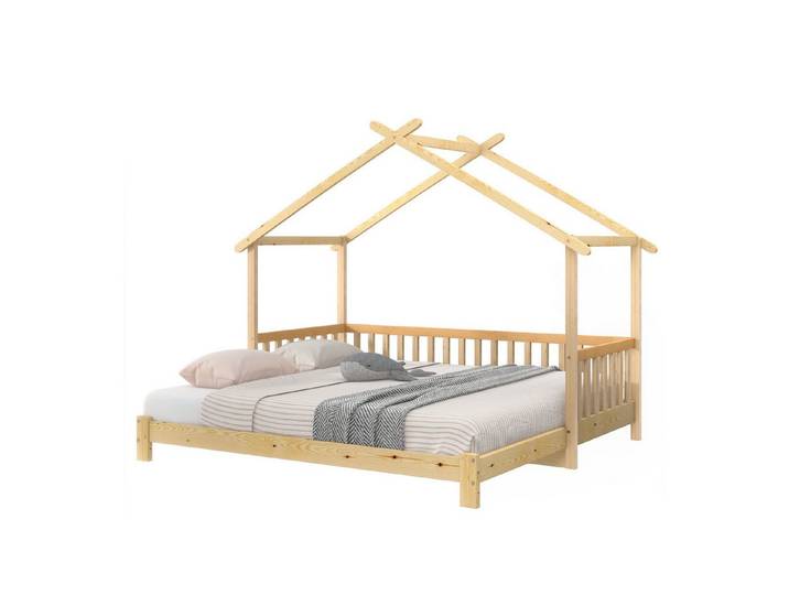 Flieks Massivholzbett, Erweiterbares Kinderbett 90x200cm/180x200cm Kiefer