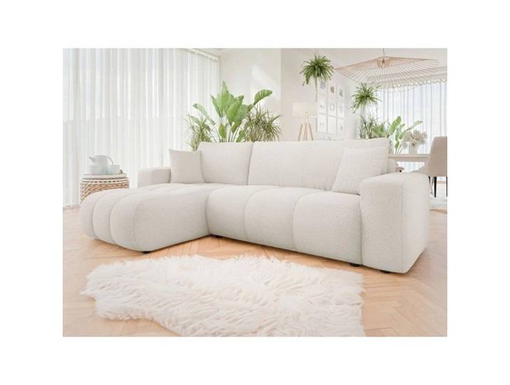 Canapé d'angle convertible LARIA en tissu anti tâche hydrophobe doux au toucher
