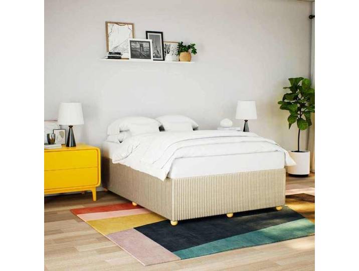 Simple LIT durable - Structure de lit - sans matelas - crème 140x190cm tissu EU25_X25343