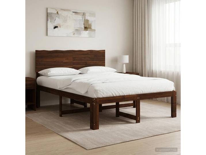 vidaXL Doppelbettgestell mit Kopfteil ROSTOCK Dunkelbraun 120 x 190 cm