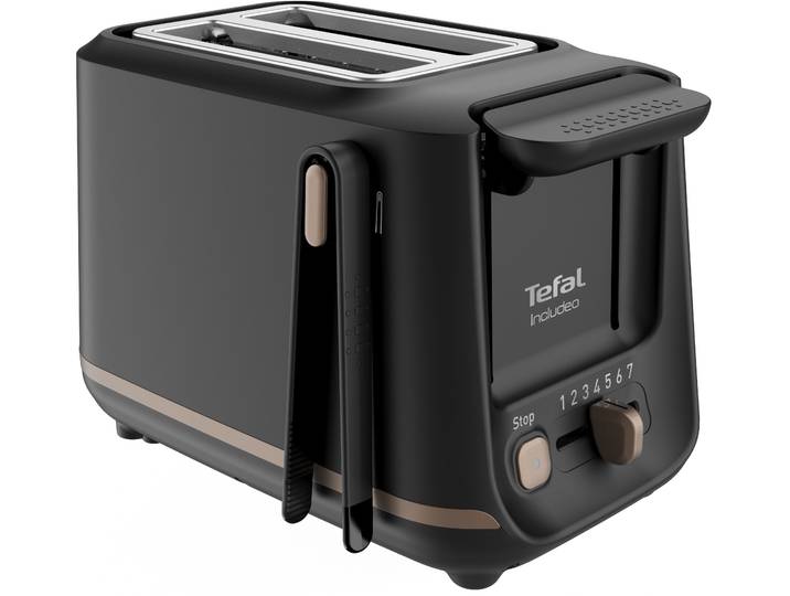 TEFAL Toaster TT5338 Includeo , schwarz, B:17,2cm H:18,8cm T:27,3cm, Toaster, Magnetzange, 7 Bräunungsstufen, Krümelschublade, Anhebevorrichtung, Toaster