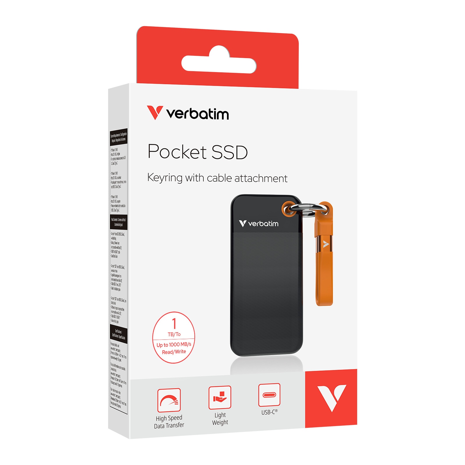 Verbatim Pocket SSD 1 TB externe Festplatte (SSD) USB-C Schwarz
