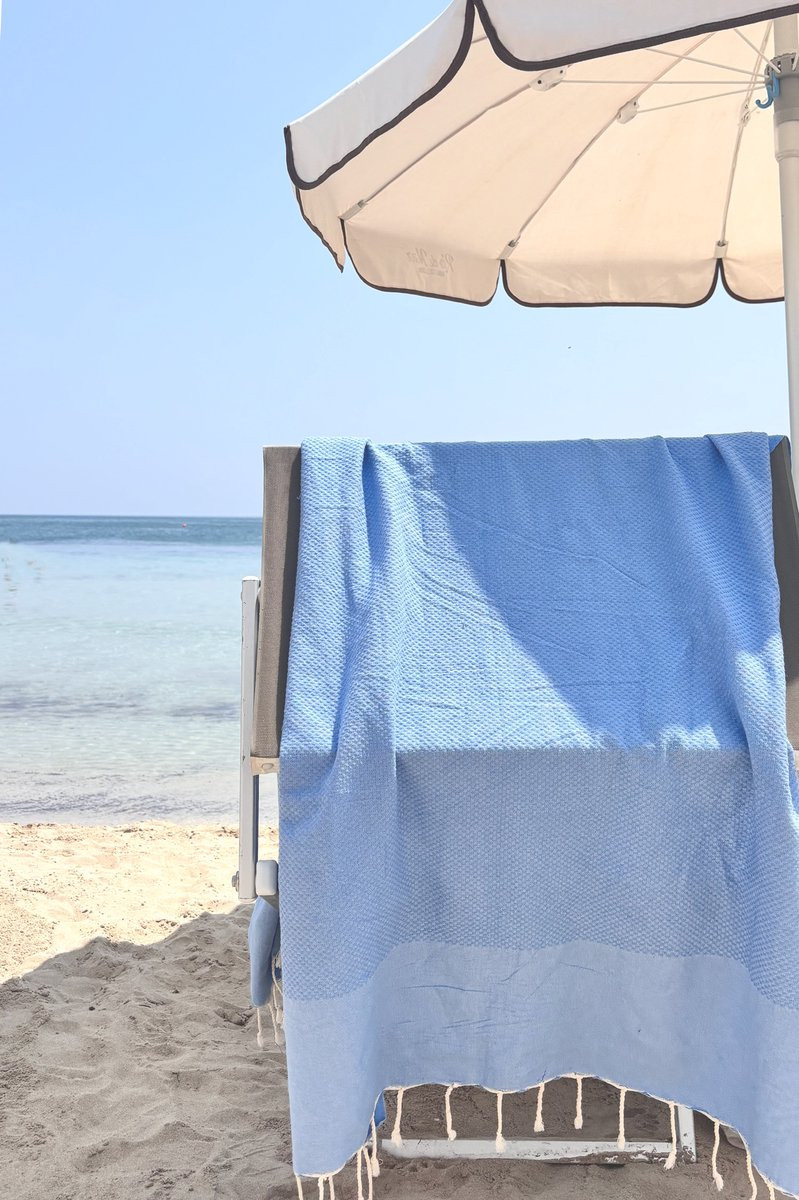 Lantara Hamamdoek Fouta Wafel Bleu de Provence 100x200 cm