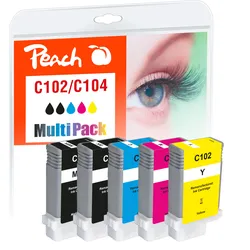 Peach Spar Pack Tintenpatronen kompatibel zu Canon PFI-102, PFI-104M