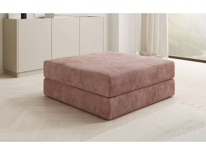 Beistellhocker Lazy in Cord - Rosé - Cord - Luxusbetten24