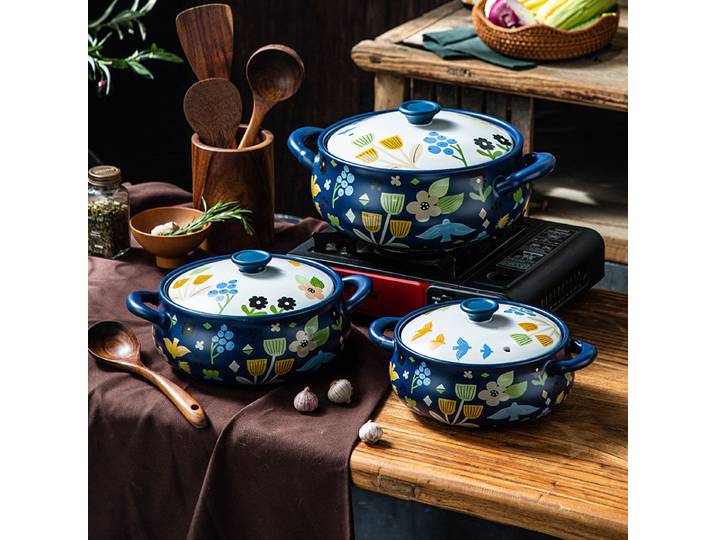 Casserole en céramique coréenne créative en forme de tambour, marmite à ragoût, casserole en spodumène, poêle de cuisine, ustensiles de cuisine pour la maison, outils de cuisine, Pot en argile