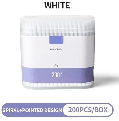 Uplifted Finds 200 Count Pure Cotton Double Ended Makeup Cotton Swabs Precision Cleaning & Gentle Removal white