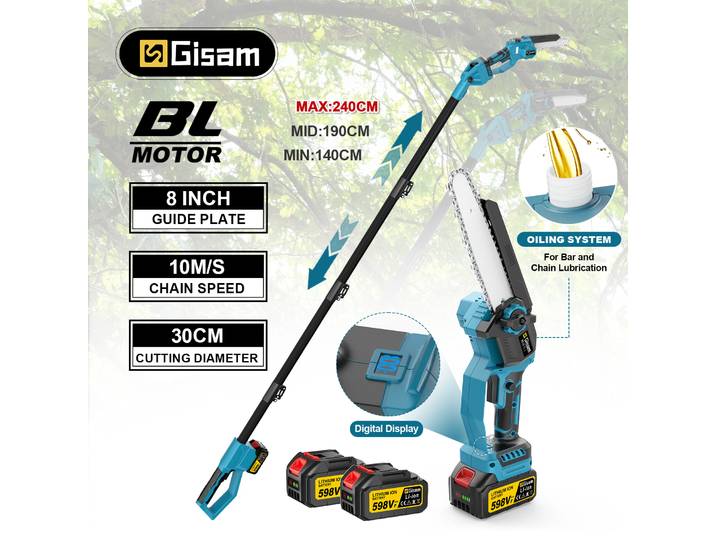 Gami – tronçonneuse électrique à poteau télescopique sans balais, scie à bras élevé sans fil 2 en 1, outil d'élagage de jardin pour broche de batterie Makita 18V