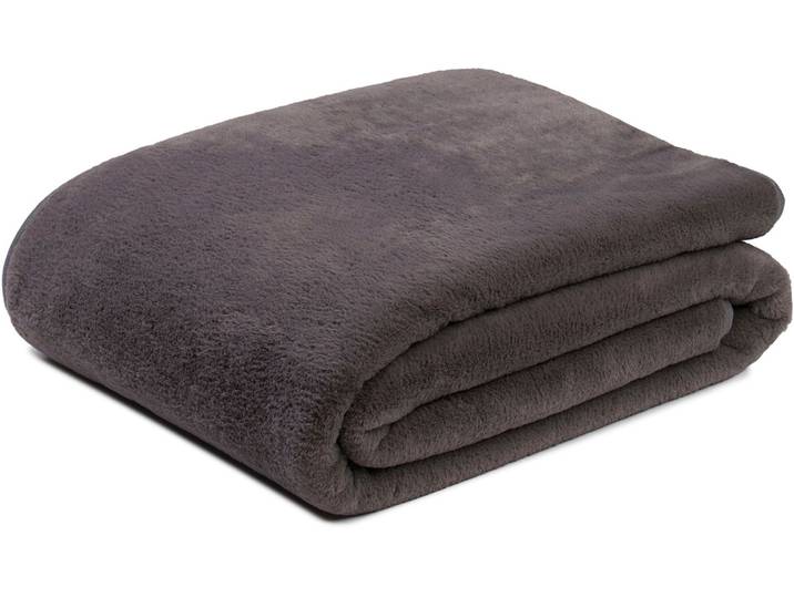 Wohndecke GÖZZE Merino, kuschelig und weich , grau (anthrazit), B:220cm L:240cm, Polyester, Wohndecken, Wohndecke, kuschelig weich